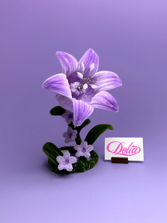 Pipe Cleaner Purple Lily Lamp by Delia Collective